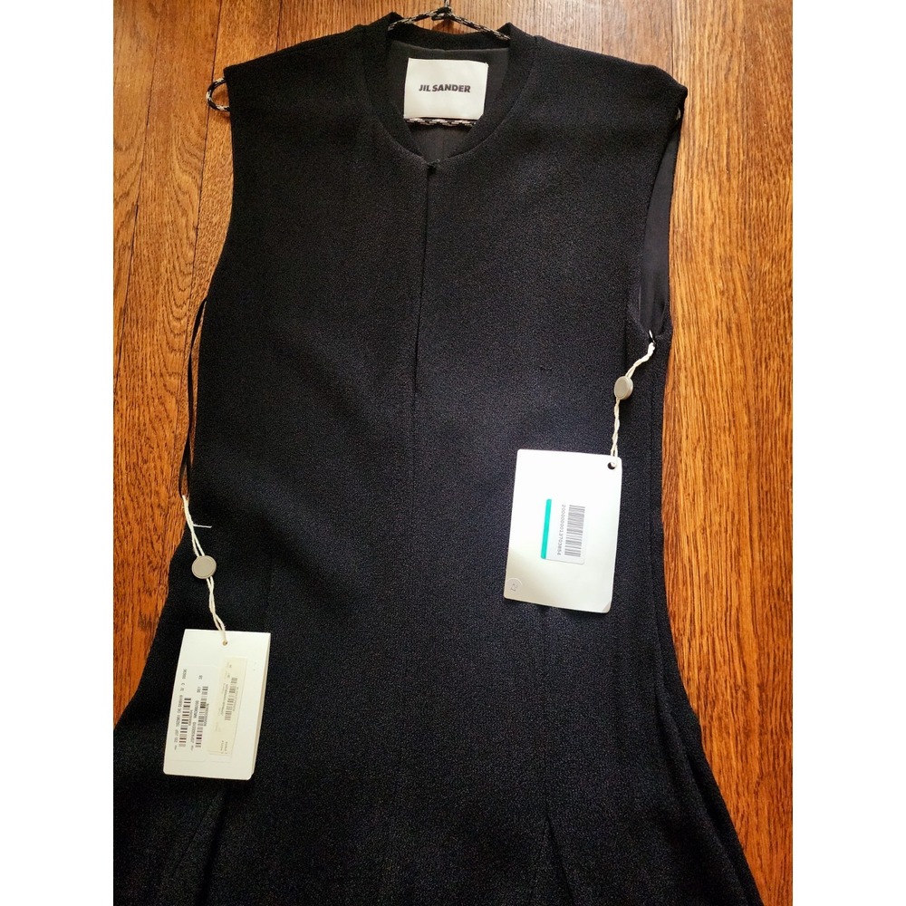 NWT  $3,597 JIL SANDER Black Silk Stretch-crepe Maxi Dress Gown Size 38 (US 6) - Picture 11 of 16